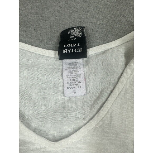 Match Point  Top Womens M White Linen Sleeveless Round‎ Neck Casual - Picture 2 of 6